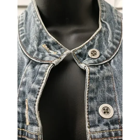 FC French Cuff Denim Jean Jacket w/ Pockets Buttoned Down M - Picture 4 of 9